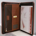 Executive Cow Leather File Folder with Notepad