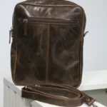 Unisex Dark Brown Leather Bag Pack