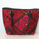 Luxe Horizon Tote – Leather & Fabric Contrast Design