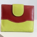 Dual-Tone Leather Wallet – Red & Lime Green