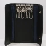 Classic Black Leather Key Holder with 6 Hooks