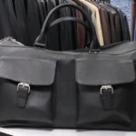 The Midnight Jet – Black Textured Leather Duffle